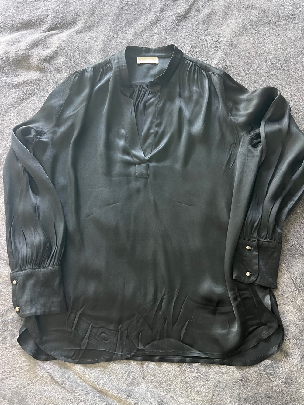 Women's Black Silk-Blend Tunic Shirt